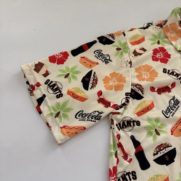 San Francisco SF Giants Hawaiian ALOHA FOODIE Coca Cola‎ Shirt Button Up Men’s M - Picture 3 of 8